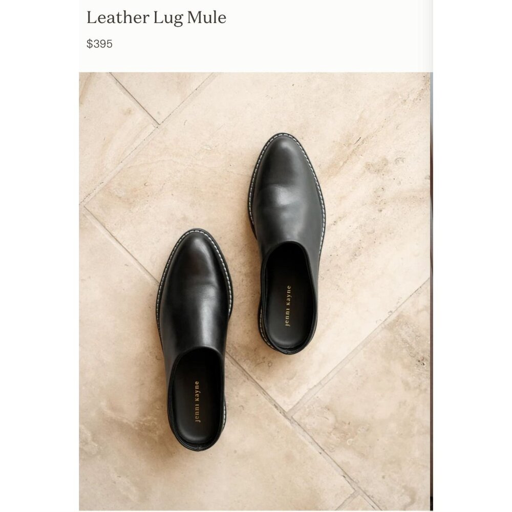 Jenni Kayne Leather Lug Mule Black Size 40